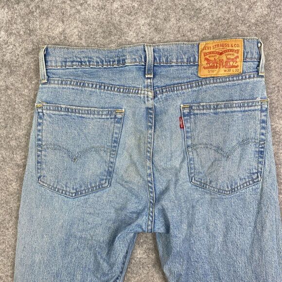 Levis 510 Jeans Mens 30x32 Blue Slim Straight Stretch Light Wash Denim American - Picture 10 of 12
